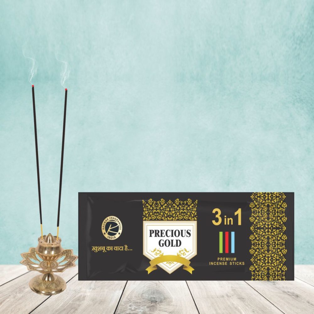 Precious Gold 3 in 1 Premium Incense Sticks Pouch (30 Gram)