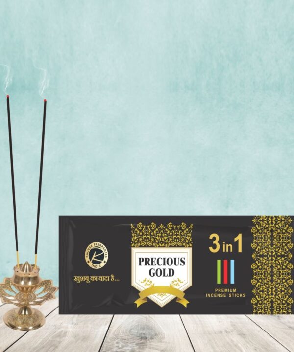 Precious Gold 3 in 1 Premium Incense Sticks Pouch (30 Gram)